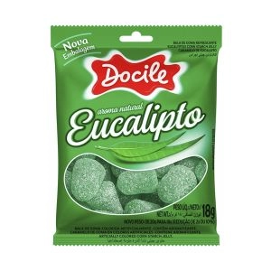 Bala de Goma Refrescante Eucalipto Com 18G Docile