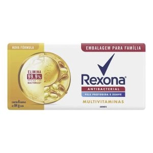 Kit Sabonete Em Barra Rexona Antibacterial Multivitaminas Com 6 Unidades de 84G Cada