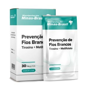 Prevenção de Fios Brancos Tirosina + Metilfolato 30 Pirulitos Uva