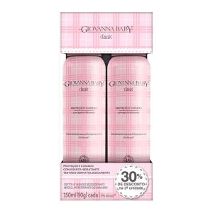 Kit Desodorante Antitranspirante Aerosol Giovanna Baby Classic Com 2 unidades De 150ml Cada