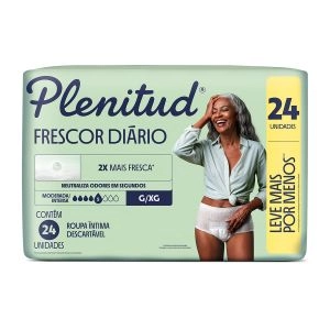 Roupa Íntima Descartável Plenitud Frescor Diário Incontinência Moderada/Intensa Tamanho G/XG Com 24 Unidades