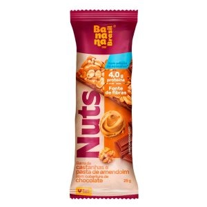 Barra de Castanhas Nuts Bar Pasta de Amendoim com Cobertura de Chocolate 25g Banana Brasil
