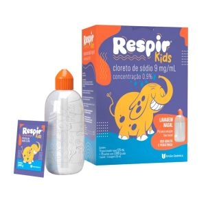 Respir Kids Cloreto de Sódio 0,9% Pó para Solução Nasal Com 15 Sachês e frasco 120ml União Química