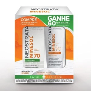 Kit Neostrata Minesol Protetor Solar Facial Oil Control FPS70 40g e Protetor Solar Corpo e Rosto Fps70 120ml
