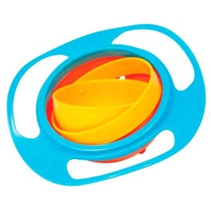 Tigela Infantil Bebê 130ml Tigela Bolha Giratória Com Tampa Giro Bowl Azul Buba
