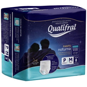 Roupa Íntima Descartável Qualifral Pants Noturna P/M Com 8 Unidades