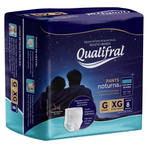 Roupa Íntima Descartável Qualifral Pants Noturna G/XG Com 8 Unidades