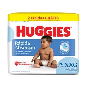 Fraldas Huggies Tripla Proteção Mega XXG Com 26 Unidades