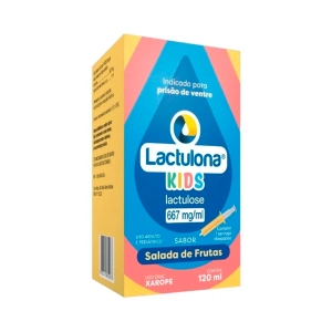Lactulona Kids 667mg/ml Xarope Sabor Salada de Frutas 120ml Com Seringa Dosadora