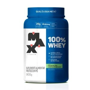 100% Whey Max Titamium Pistache Com Chocolate Braco 900G