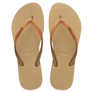 Sandália Havaianas Slim Glitter II Areia/Dourado 33/34
