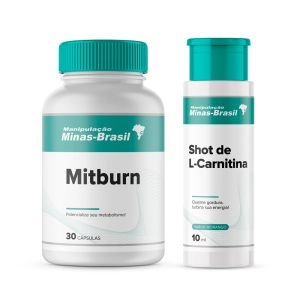 Kit Suplementação Esportiva Treinos Leves Shot L Carnitina Sabor Morango 30 Flaconetes E Mitburn 30 Cápsulas