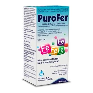Purofer 250Mg Sabor Chocolate E Menta Gotas 30Ml Metalab