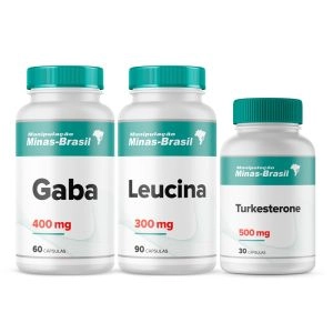 Kit Gaba 400Mg 60 Cápsulas + Turkesterone 500Mg 30 Cápsulas + Leucina 300Mg 90 Cápsulas