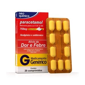 Paracetamol 750mg 20 Comprimidos Genérico Neo Química