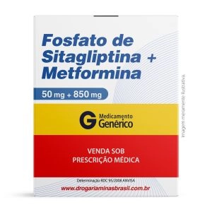 Fosfato De Sitagliptina 50mg + Cloridrato De Metformina 850mg 56 Comprimidos Revestidos Genérico Sandoz