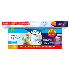 Kit Roupa Íntima Descartável Pants Confort 16 Unidades + 7 Unidades Pants Noturna P / M Tena