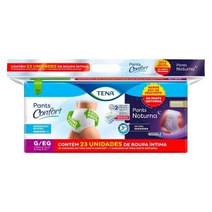 Kit Roupa Íntima Descartável Pants Confort 16 Unidades + 7 Unidades Pants Noturna G / Eg Tena