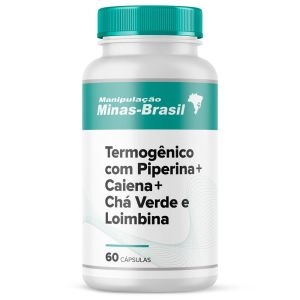 Piperina+ Pimenta Caiena+ Extrato de Chá Verde + Ioimbina - Composto Termogênico 60 Cápsulas