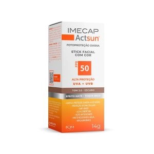 Protetor Solar Facial Stick Fqm Imecap Actsun Fps50 Escuro 14g