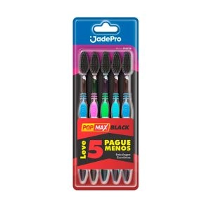 Escova Dental Jade Pro Pop Max Black Macia 5 Unidades