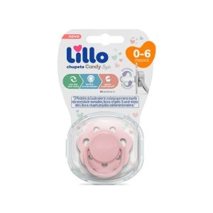 Chupeta Lillo Candy Style Bico Redondo Rosa 0-6 Meses