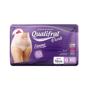Roupa Íntima Descartável Qualifral Pants Femme G/xg 16 Unidades