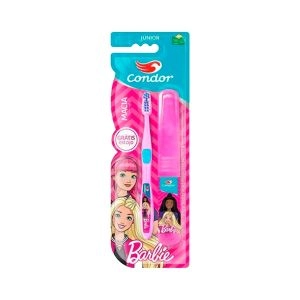 Escova De Dente Condor Macia Barbie Júnior + Estojo Protetor