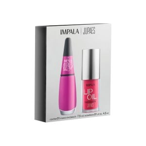 Kit Impala Esmalte Ju Paes Cartas Na Manga Cremoso 7,5ml + Lip Oil Rosa Translúcido 4,5ml