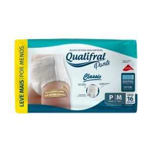 Roupa Íntima Descartável Qualifral Pants Classic P/M 16 Unidades