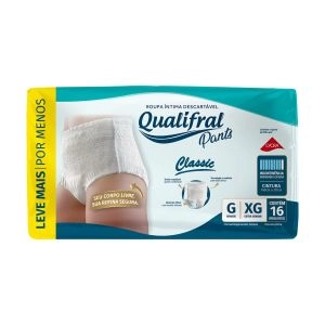 Roupa Íntima Descartável Qualifral Pants Classic E/Xg 16 Unidades