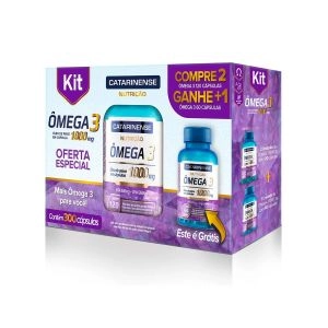 Kit Suplemento Alimentar Ômega 3 1000mg Catarinense Nutrição 300 Cápsulas Catarinense Pharma