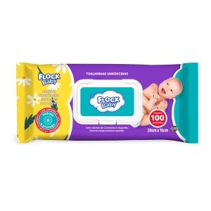 Toalhinhas Umedecidas Flock Baby Extrato De Camomila E Algodão 100 Unidades