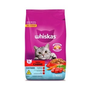 Ração Whiskas Para Gatos Castrados Adultos Carne 900g