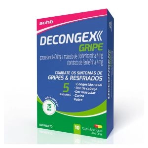 Decongex Gripe Paracetamol 400mg + Maleato de Clorfeniramina 4mg + Cloridrato de Fenilefrina 4mg 10 Cápsulas Duras