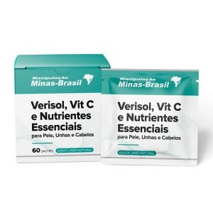 Verisol Vit C e Nutrientes Essenciais para Pele Unhas Cabelos Sabor Limão Natural 60 Sachês