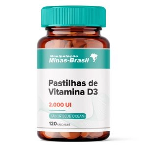 Pastilhas De Vitamina D3 2.000Ui Com 120 Unidades Sabor Blue Ocean