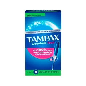 Absorvente Interno Tampax Liberdade Total Fluxo Intenso 8 Unidades