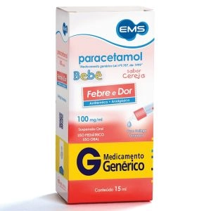 Paracetamol Bebê 100 Mg/Ml Gotas Genérico Ems 15 Ml