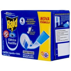 Aparelho de Repelente Raid Elétrico Pastilha Com 04 Refis