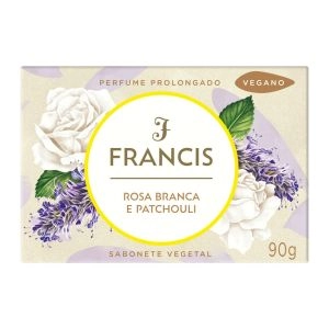 Sabonete Barra Vegetal Rosa Branca e Patchouli Francis 90g