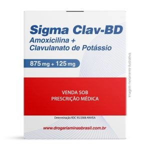 Sigma Clav BD Amoxicilina Tri-Hidratada 875mg Com Clavulanato de Potássio 125mg Com 14 Comprimidos