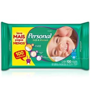 Toalhas Umedecidas Personal Baby Soft Protect Com 100 Unidades