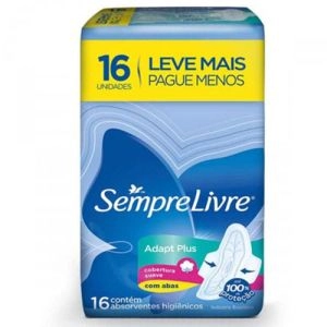 Absorventes Sempre Livre Adapt Plus cobertura suave com abas 16 Unidades