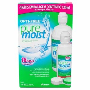 Kit Opti-Free Pure Moist 300 ML Grátis Embalagem Contendo 120 ML + Estojo Para Lentes