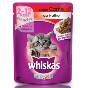Sachê Para Gatos Whiskas Carne ao Molho para Filhotes 85g