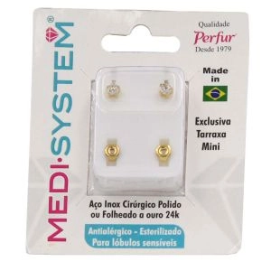 Brincos Medi System Adulto Cristal Dourado Rf-104A