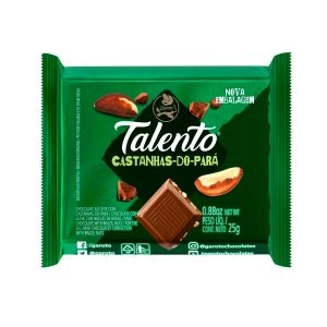 Chocolate Garoto Talento Ao Leite Com Castanhas-do-Pará 25g