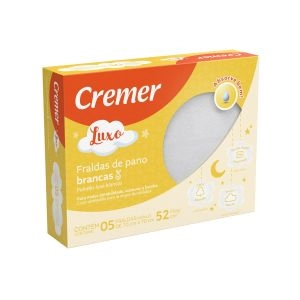 Fralda Cremer Luxo Branca 70X70 Com 05 Unidades