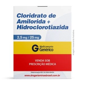 Cloridrato De Amilorida + Hidroclorotiazida 2,5Mg + 25Mg Com 30 Comprimidos Genérico Ems